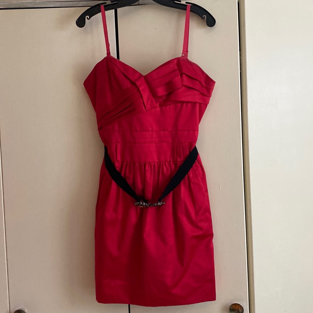 🆕 BCBGMaxAzria red belted party dress